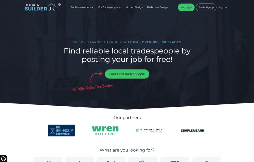 Book a Builder website