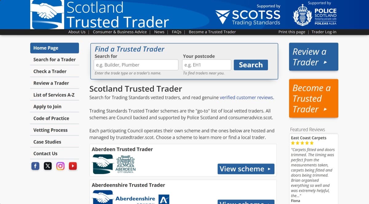 Scottish Trusted Traders website